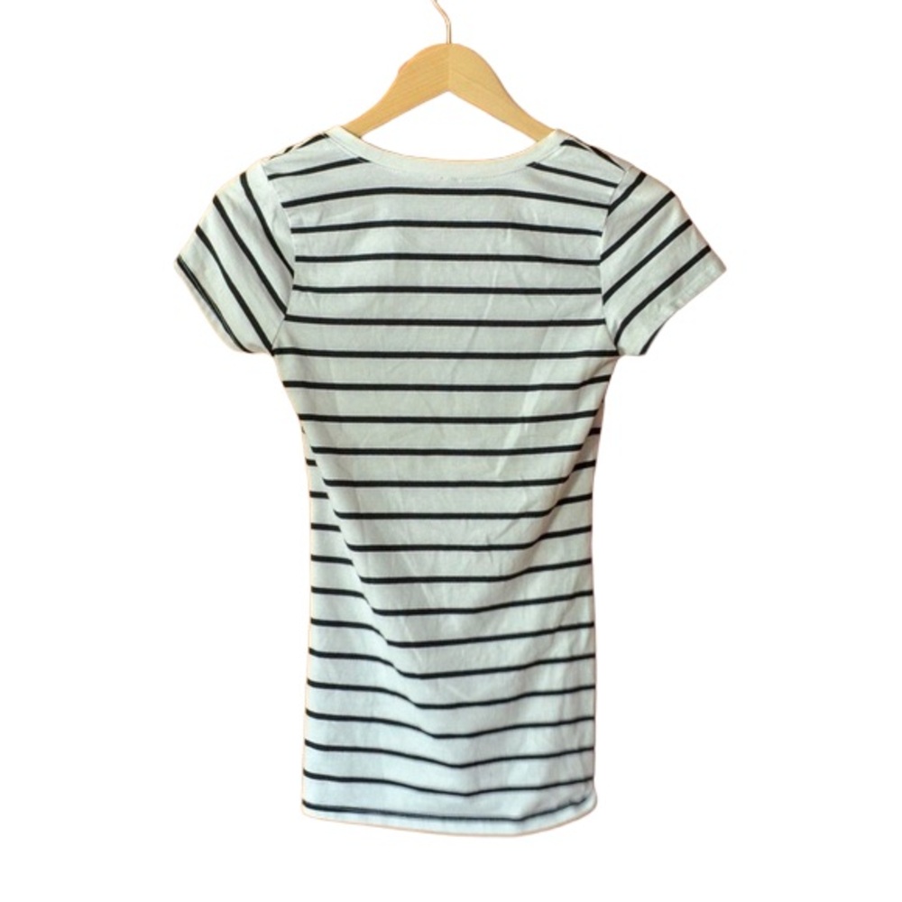 Black & White Striped V-Neck T-Shirt | 2 for $10 Bundle Item - Picture 2 of 3
